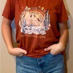 SHEIN Red Graphic Short Sleeve Tee